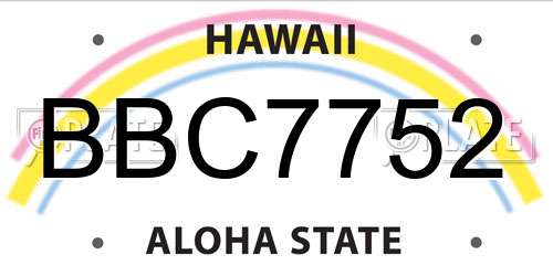 BBC7752 Hawaii License Plate