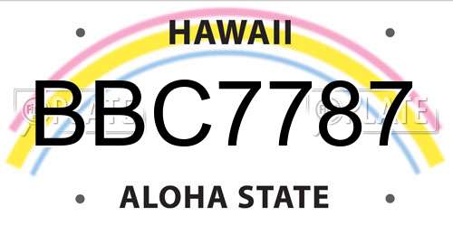 BBC7787 Hawaii License Plate
