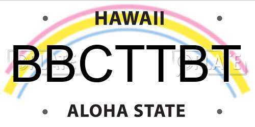 BBCTTBT Hawaii License Plate