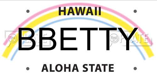 BBETTY Hawaii License Plate