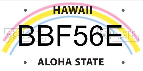 BBF56E Hawaii License Plate