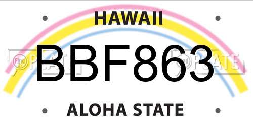 BBF863 Hawaii License Plate