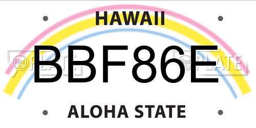 BBF86E Hawaii License Plate