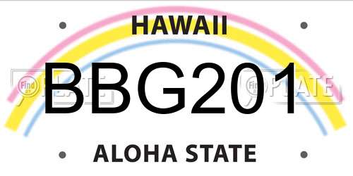 BBG201 Hawaii License Plate
