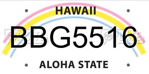 BBG5516 Hawaii License Plate