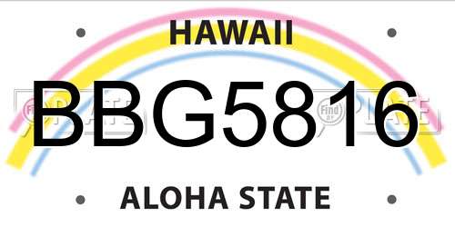 BBG5816 Hawaii License Plate