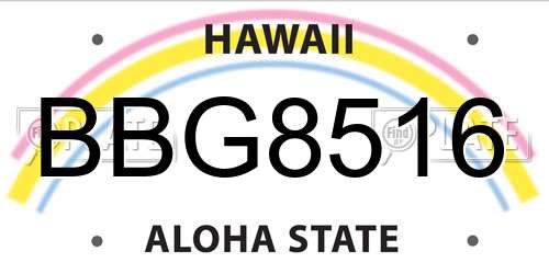 BBG8516 Hawaii License Plate