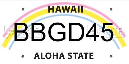 BBGD45 Hawaii License Plate