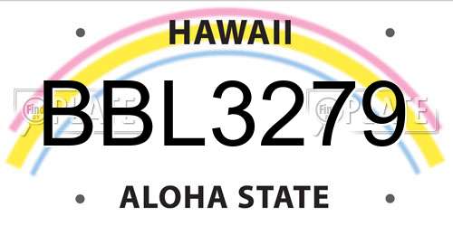 BBL3279 Hawaii License Plate