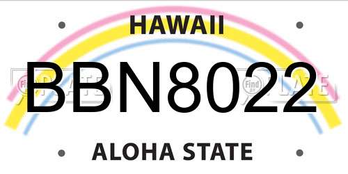 BBN8022 Hawaii License Plate