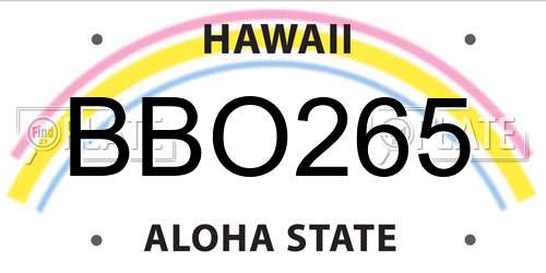 BBO265 Hawaii License Plate