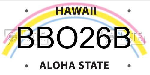 BBO26B Hawaii License Plate