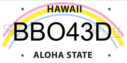 BBO43D Hawaii License Plate