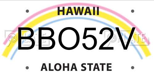 BBO52V Hawaii License Plate