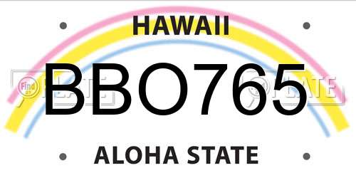 BBO765 Hawaii License Plate