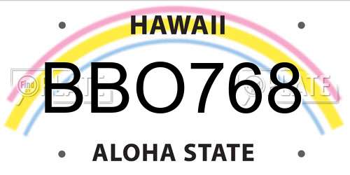 BBO768 Hawaii License Plate