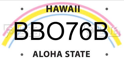 BBO76B Hawaii License Plate