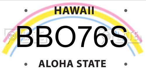 BBO76S Hawaii License Plate