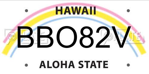 BBO82V Hawaii License Plate