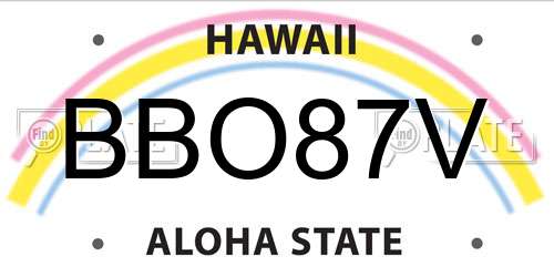 BBO87V Hawaii License Plate