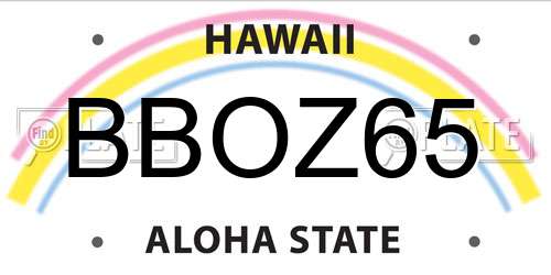 BBOZ65 Hawaii License Plate