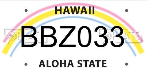 BBZ033 Hawaii License Plate