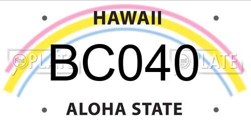 BC040 Hawaii License Plate