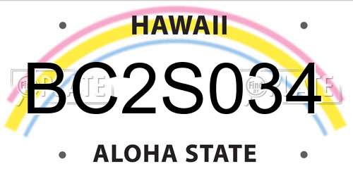 BC2S034 Hawaii License Plate