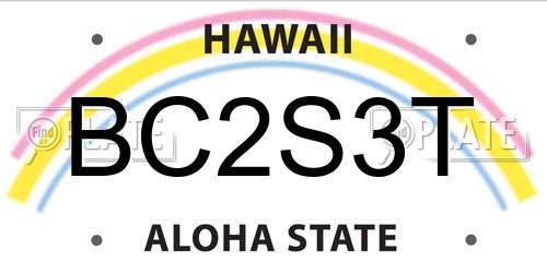 BC2S3T Hawaii License Plate