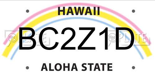 BC2Z1D Hawaii License Plate