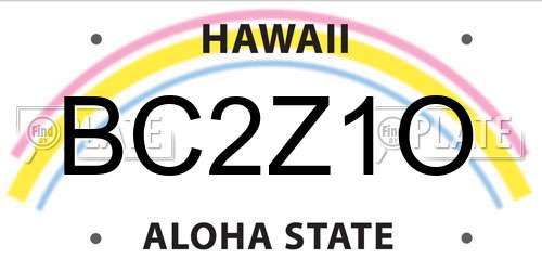 BC2Z1O Hawaii License Plate