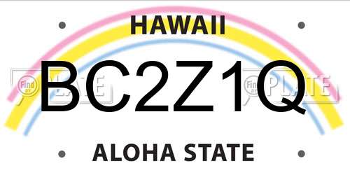 BC2Z1Q Hawaii License Plate