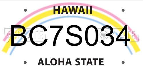 BC7S034 Hawaii License Plate