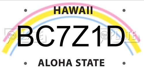BC7Z1D Hawaii License Plate