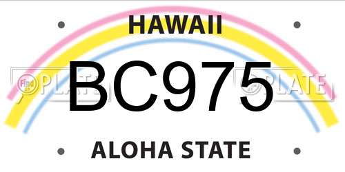 BC975 Hawaii License Plate