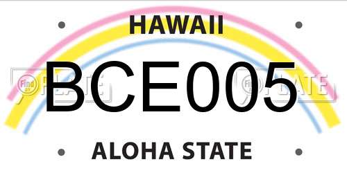 BCE005 Hawaii License Plate