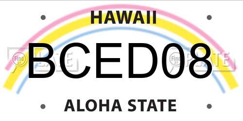 BCED08 Hawaii License Plate