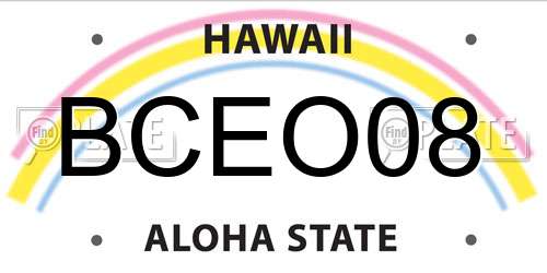 BCEO08 Hawaii License Plate
