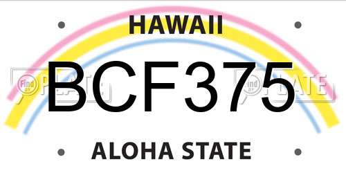BCF375 Hawaii License Plate