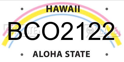 BCO2122 Hawaii License Plate