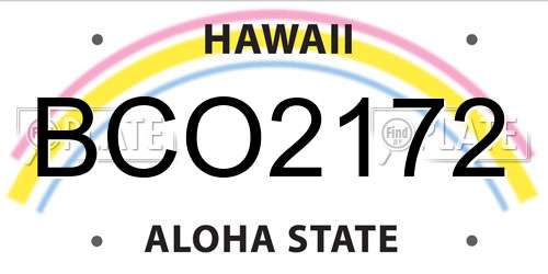 BCO2172 Hawaii License Plate