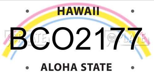 BCO2177 Hawaii License Plate
