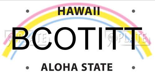 BCOTITT Hawaii License Plate