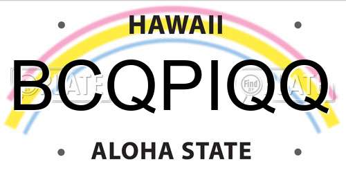 BCQPIQQ Hawaii License Plate
