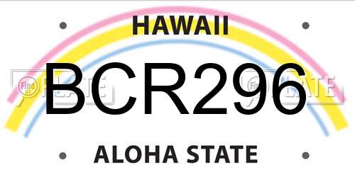 BCR296 Hawaii License Plate