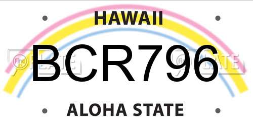 BCR796 Hawaii License Plate