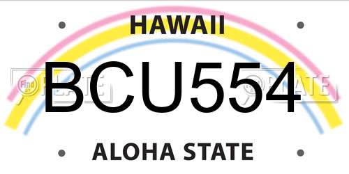 BCU554 Hawaii License Plate