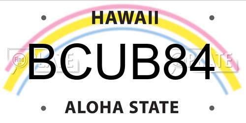 BCUB84 Hawaii License Plate