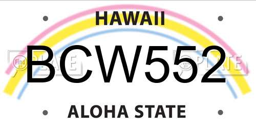 BCW552 Hawaii License Plate