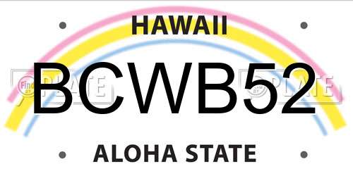 BCWB52 Hawaii License Plate